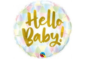 Hello Baby Pastel with Gold - 18 inch Qualatex
