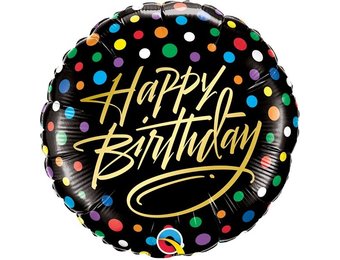 Birthday Gold Script & Dots - Q18"/45cm