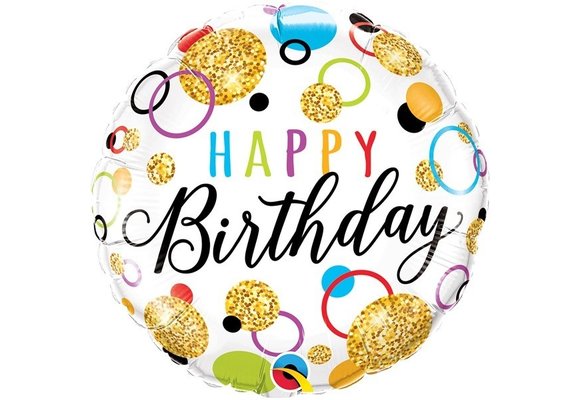 Birthday - Glitter Dots - 18 inch - Qualatex