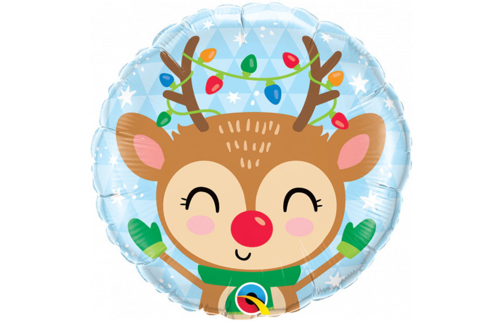 Reindeer & Colorful Lights - 18 inch - Qualatex