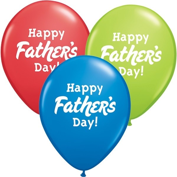 Qualatex 11 inch -  Happy Father's Day - Red/Limegreen/Dark Blue - 50 count