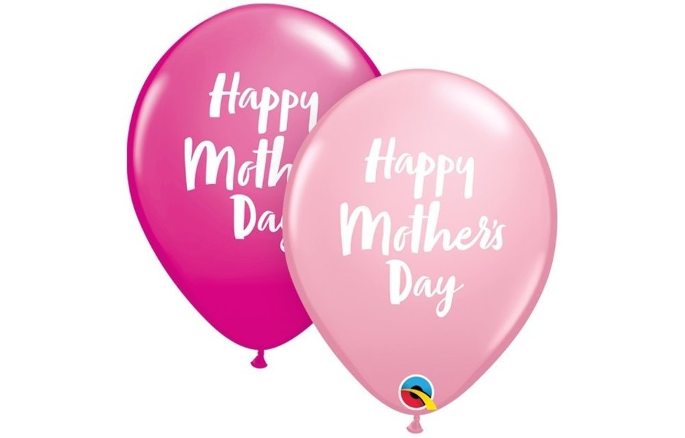 Qualatex 11 inch - Mother's Day - Script Pink & Wild Berry - 25 stuks