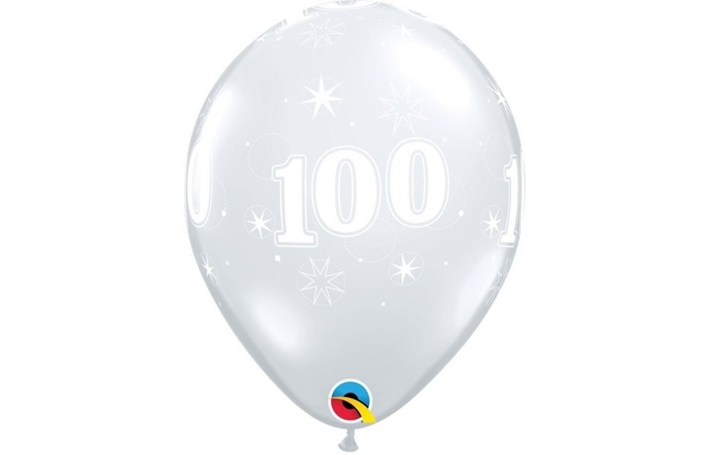 Qualatex 11 inch - Number 100 - Sparkle - Diamond Clear - 25 Pieces