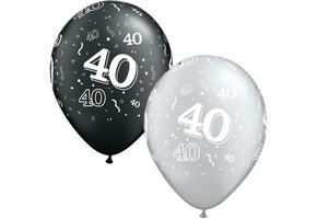 Qualatex 11 inch - Cijfer 40 - Pearl Black/Silver - 25 Stuks