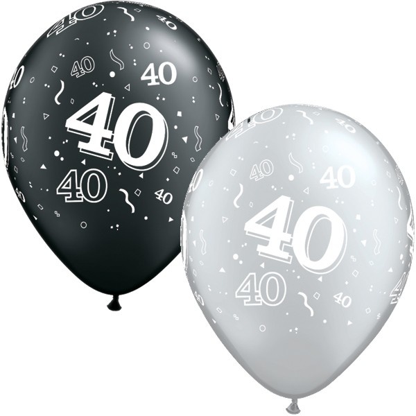 Qualatex 11 inch - Number 40 - PRL Onyx Black & Silver- 25 pieces