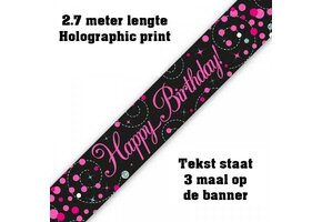 Banner 2.7m - Sparkling Fizz Birthday - Black & Pink