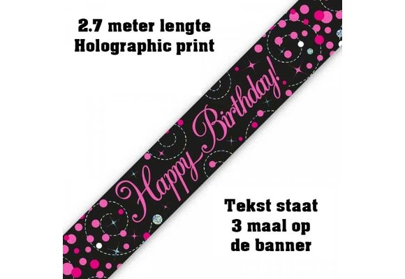 SALE > Banner 2.7m - Sparkling Fizz Birthday - Black & Pink