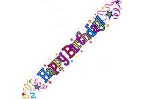 Banner 2.7m - Happy Birthday - Ribbon & Stars
