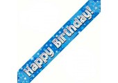 SALE > Banner 2.7m - Happy Birthday - Blue Holographic