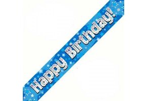 Banner 2.7m - Happy Birthday - Blue Holographic