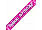 Banner 2.7m - Happy Birthday - Pink Holographic