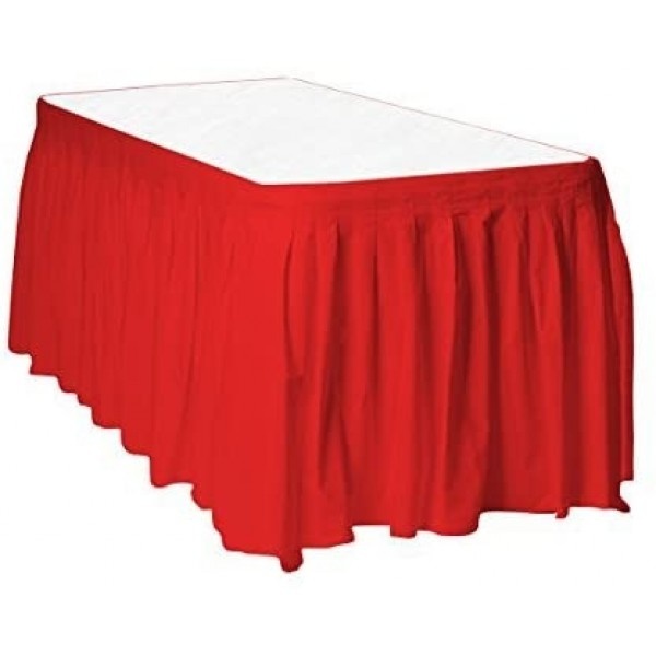 Plastic Tafelrok- Rood - 35 x 73 cm