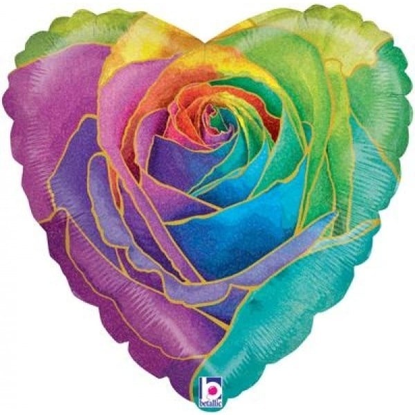 Heart Rainbow Rose Holographic - 18 inch - Oaktree