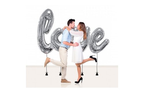 Woord  BIG- LOVE Script Silver -  K84" x 53"