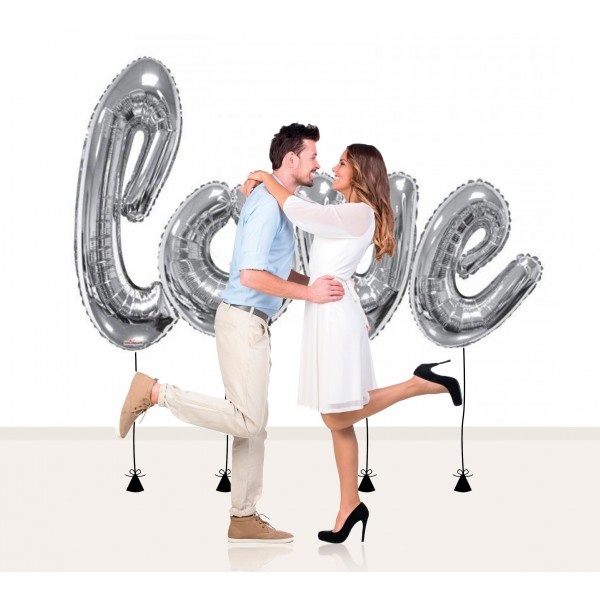 Woord  BIG- LOVE Script Silver -  K84" x 53"