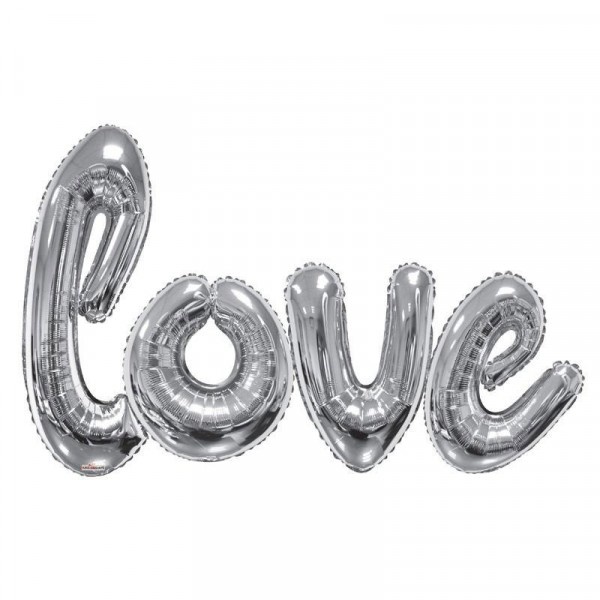 Woord  BIG- LOVE Script Silver -  K84" x 53"