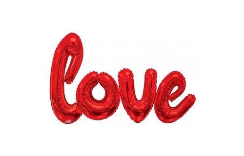 SALE > Woord BIG - LOVE Script Red -  K84" x 53"