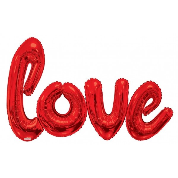 SALE > Woord BIG - LOVE Script Red -  K84" x 53"