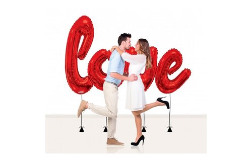 SALE > Woord BIG - LOVE Script Red -  K84" x 53"