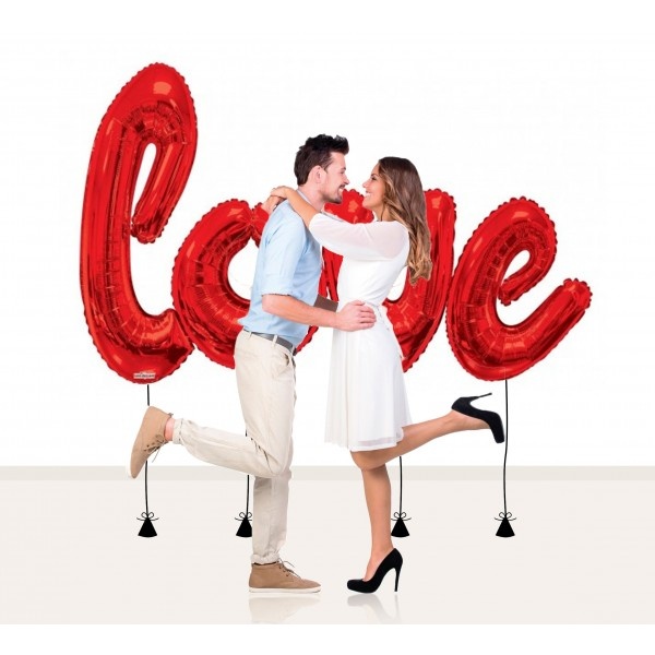 SALE > Woord BIG - LOVE Script Red -  K84" x 53"