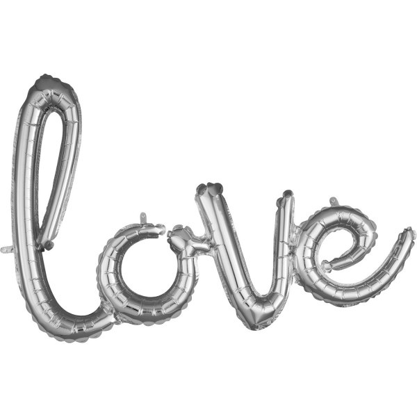 Woord - LOVE Script Silver - airfilled -  A78cm x 53cm