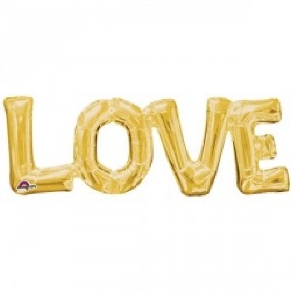 Woord - LOVE gold - airfilled - A65cm x 22cm