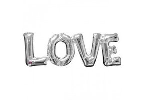 Woord - LOVE silver - airfilled - A65cm x 22cm