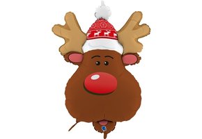 Smiley Reindeer Head/Rendierhoofd - 34 inch - Grabo