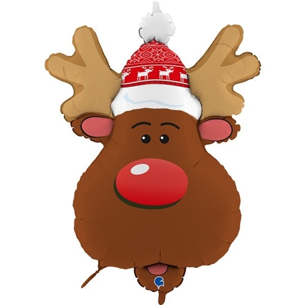 Smiley Reindeer Head/Rendierhoofd - 34 inch - Grabo