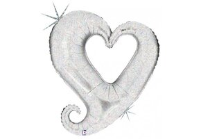 Chain Heart - Silver - 37 inch - Betallic