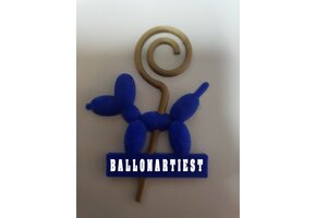 3D - Broche naambordje Ballonhondje-Staf