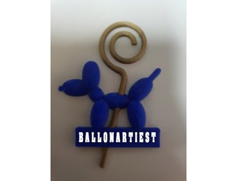 3D - Broche naambordje Ballonhondje-Staf