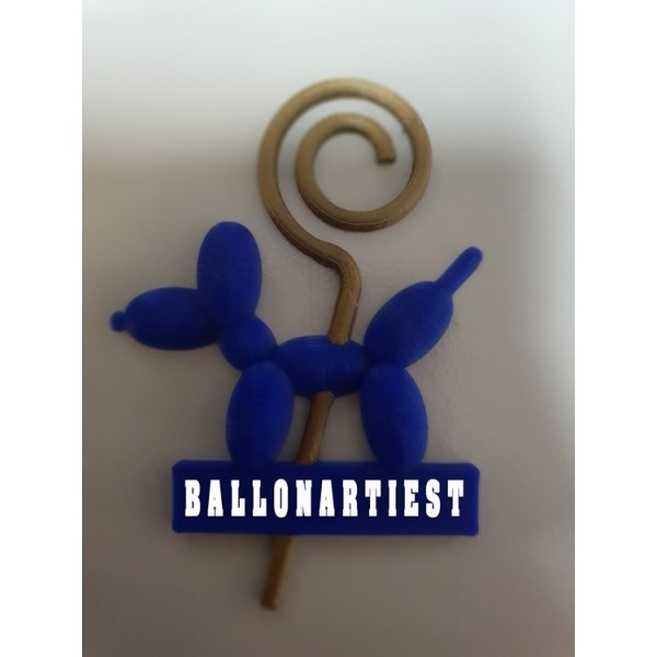 3D - Broche naambordje Ballonhondje-Staf
