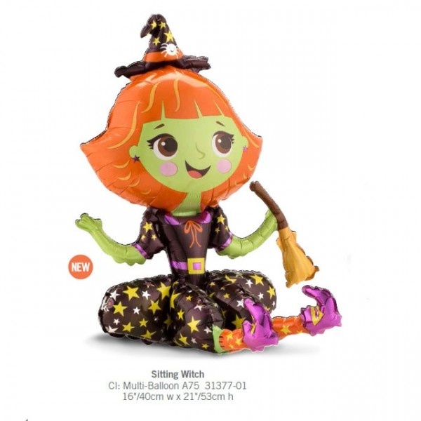Sitting Witch Multi Balloon - A21"/53cm  SALE