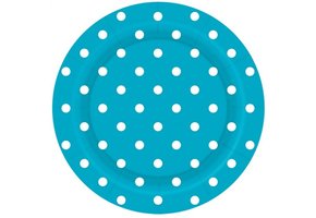 Plate - Polka Dots - Caribbean Blue 038 - 18cm - 8stks