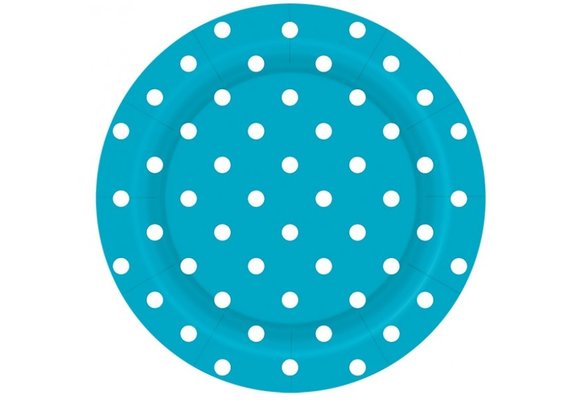 Plate - Polka Dots - Caribbean Blue 038 - 18cm - 8stks