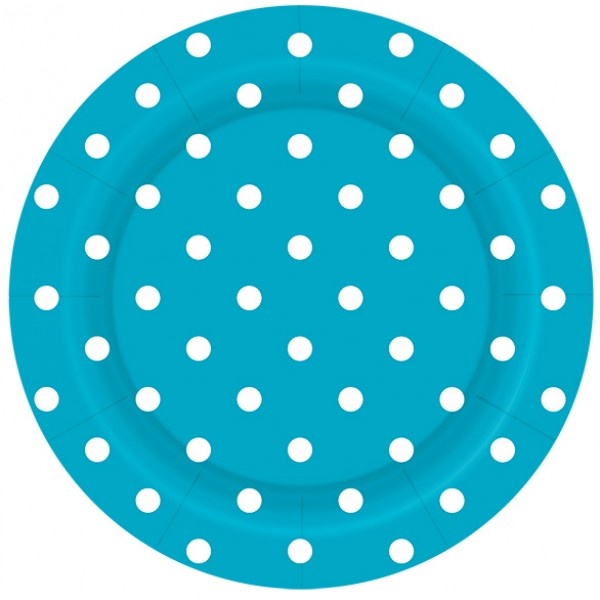 Plate - Polka Dots - Caribbean Blue 038 - 18cm - 8stks