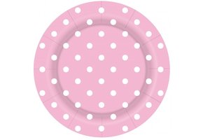Plate - Polka Dots - Pastel Pink 109 - 18cm - 8stks