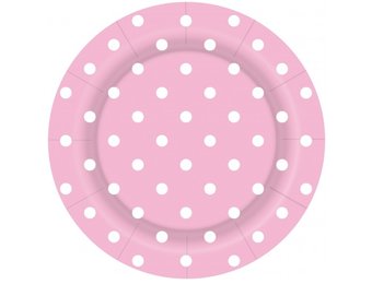 Plate - Polka Dots - Pastel Pink 109 - 18cm - 8stks