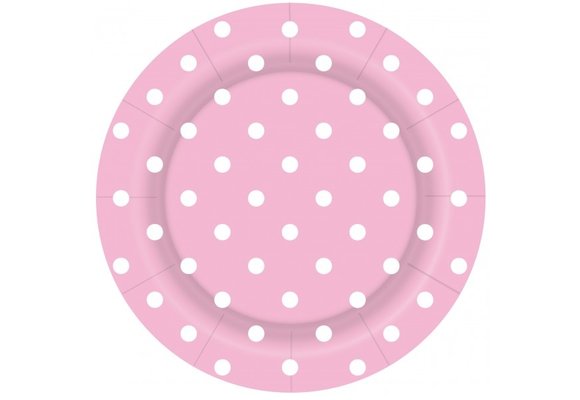 Plate - Polka Dots - Pastel Pink 109 - 18cm - 8stks
