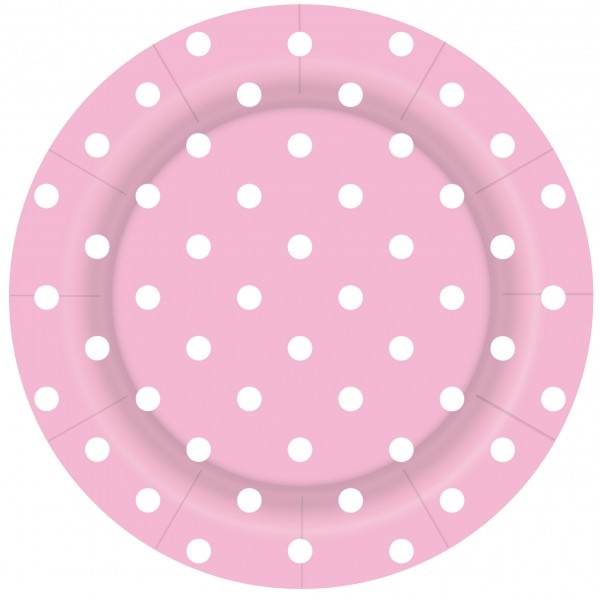 Plate - Polka Dots - Pastel Pink 109 - 18cm - 8stks