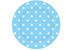 Plate - Polka Dots - Pastel Blue 140 - 18cm - 8stks