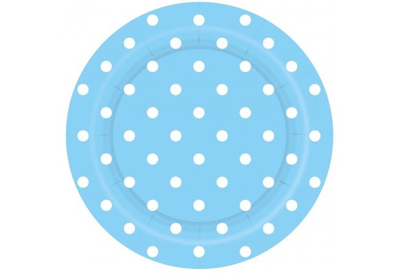 Plate - Polka Dots - Pastel Blue 140 - 18cm - 8stks