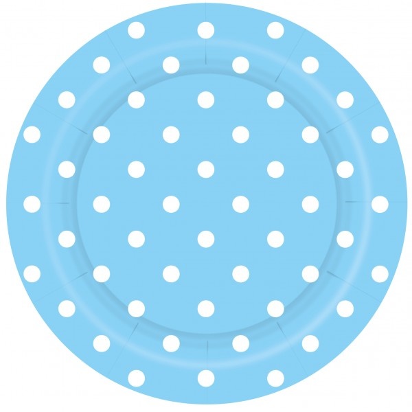 Plate - Polka Dots - Pastel Blue 140 - 18cm - 8stks
