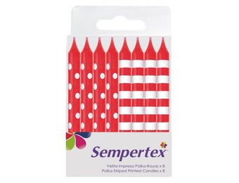 Candles - Polka Dots/Stripes - Red 015