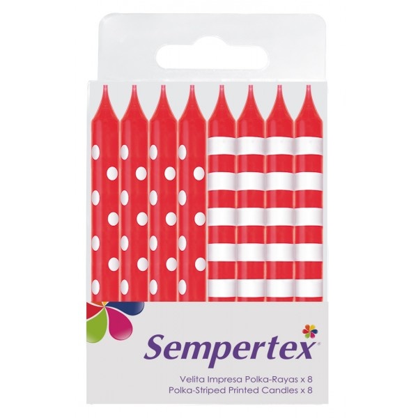 Candles - Polka Dots/Stripes - Red 015