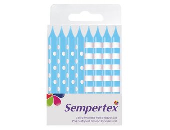 Candles - Polka Dots/Stripes - Pastel Blue 140