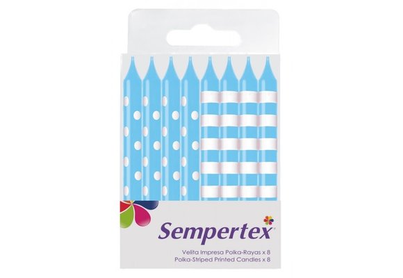 Candles - Polka Dots/Stripes - Pastel Blue 140