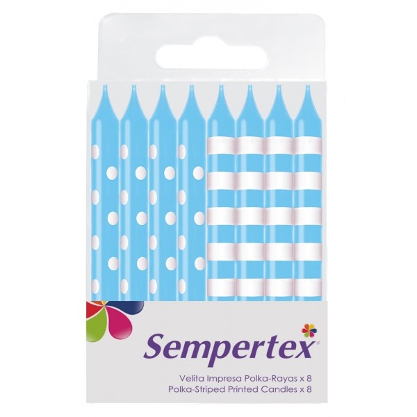 Candles - Polka Dots/Stripes - Pastel Blue 140