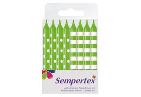 Candles - Polka Dots/Stripes - Lime Green 031